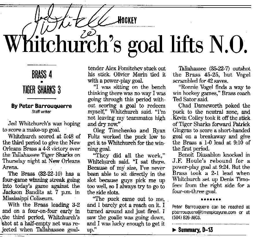 Whitchurch's Goal Lifts N.O.