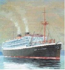 Met dit schip Joh. van Oldenbarneveldt Maart 1956 naar Holland gevaren 