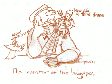 The Invertor of the Bagpipes, drawn by Mark Szymanski