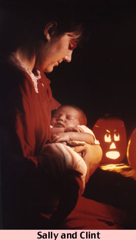 Sally with baby Clint's first Halloween