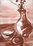 I only used one acrylic color and diluted it to create many tones of brown.  It only took a few minutes to finish.