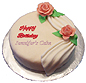 Fondant covered cake with hand-made bubble gum flowers