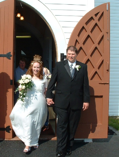 standing outside the church