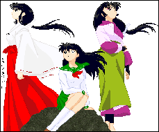 Let to right: Kikyo, Kagome, Sango