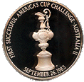 First successful America's Cup Challenge, Australia II, 26sep83 - Pre-ordered limited edition stg. silver proof / Franklin Mint - �Jenny Grainger - GIF image 118x116 pixels Decoded (bytes):10764, opening to JPEG image 236x232 Decoded size(Bytes):64857