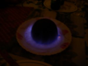 flaming christmas pudding