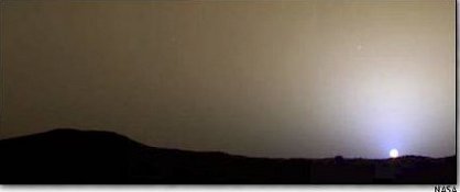 The atmosphere on Mars turns blue at sunset.