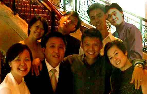 The gang at Shangs. Note ghost at far right.