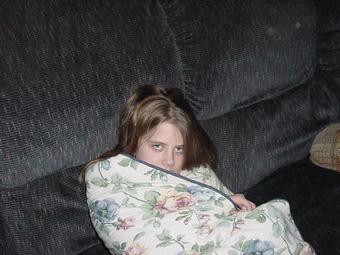 You can't sleep there! Go to bed!