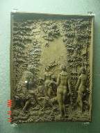 An unusual picture etched in clay at the Victoria & Albert Museum, London