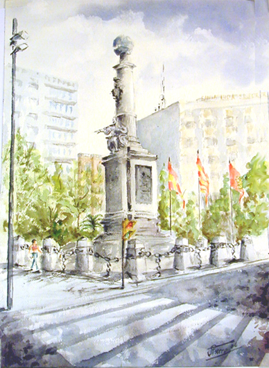 Plaza de Aragon y monumento al Justicia