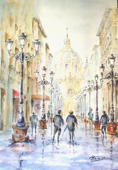 Calle de Alfonso tras la lluvia