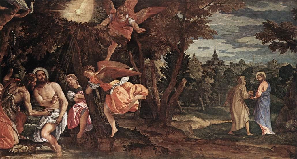 Bautismo y Tentaci�n de Jesus, Oleo Siglo XV, Autor: Anonimo