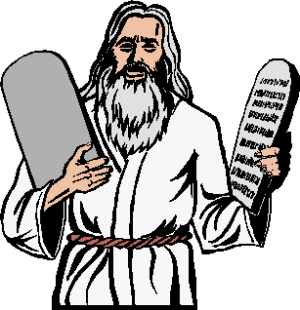 Moses with the 2 tablets containing the 10 commandments given by Yahweh the living God