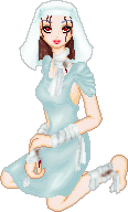 Hmmm...bloody chick with a headdress similar to a nun's. I don't know why either. XD