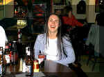 NEW YORK 12/99: Me, partying with the guys at the sports bar at the hotel...Like the gum?