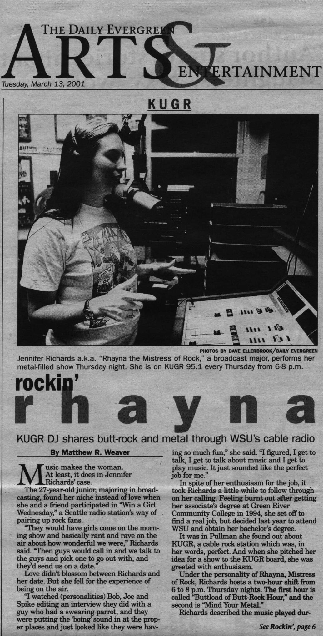 Rhayna at the KUGR studios... gotta love the Def Leppard shirt... :-)