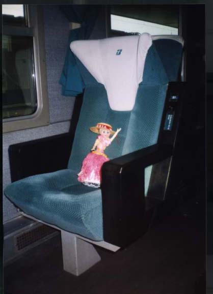 Relaxing on the train back to the hotel, resplendent in souvenir hat. Bye, bye, Venice - see you again some day!
