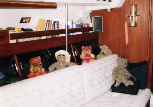 The boys, checking out the main cabin.