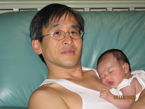 A nap on Dad's chest on a hot day