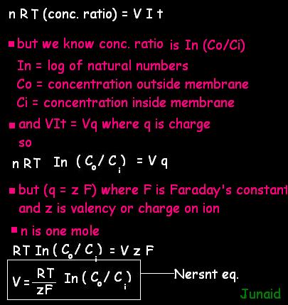 derivation of Nernst equation