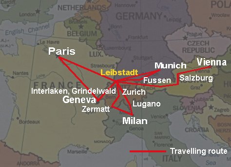 Travelling Route in Europe