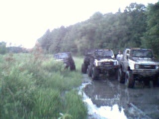 We all had to stop to get the mud off the windshields