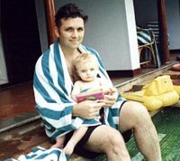 Kevin and Ben outside our villa.&nbsp; The "lakeside" pool was just outside our door!