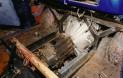 Gearbox trial fitted between chassis legs