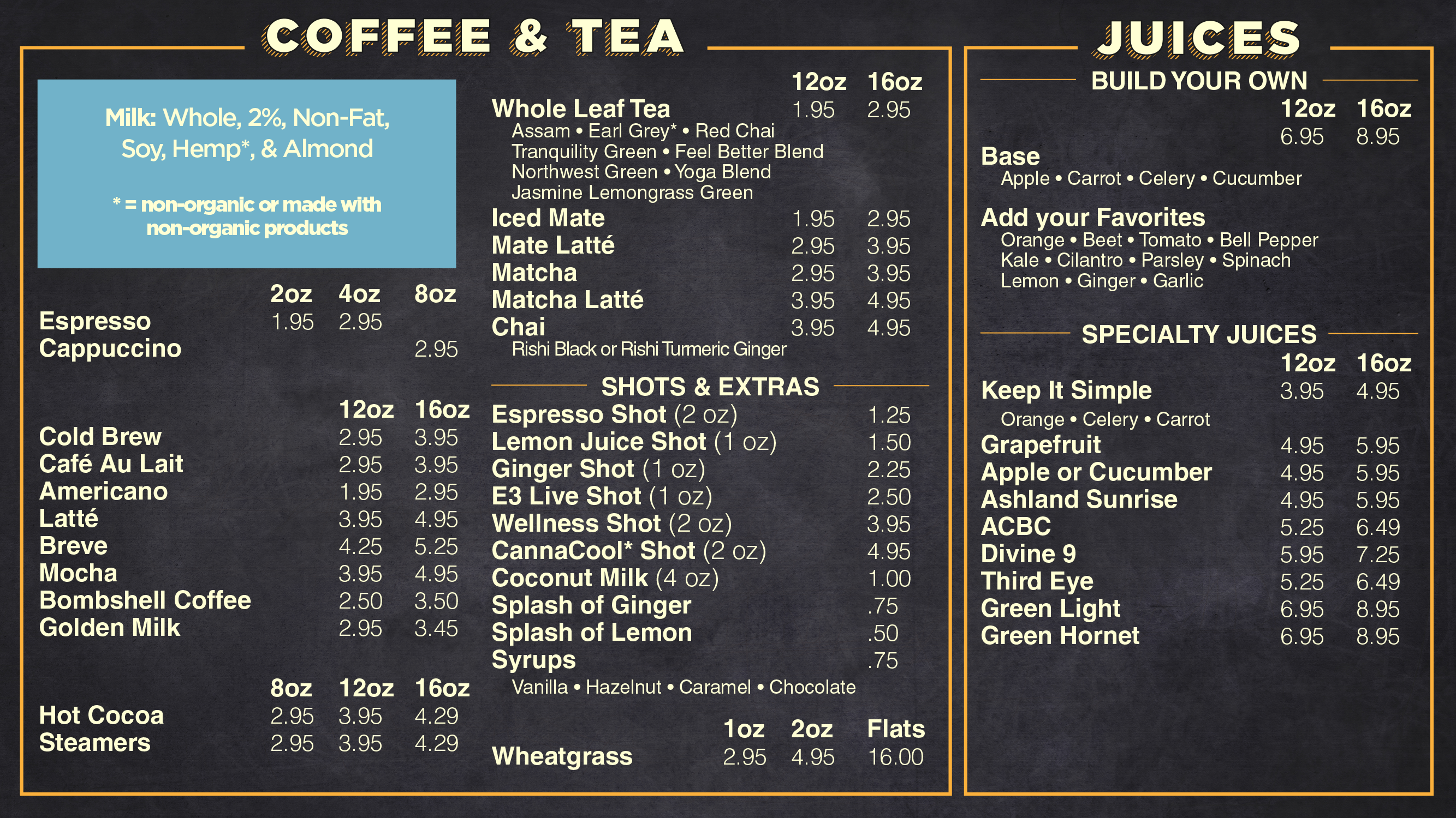 coffee menu
