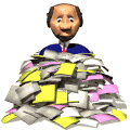 man covered in papers