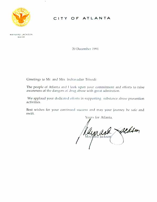 Letter from Mayor of Atlanta