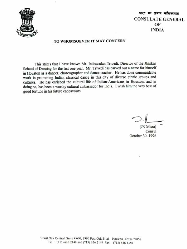 Letter from Consul