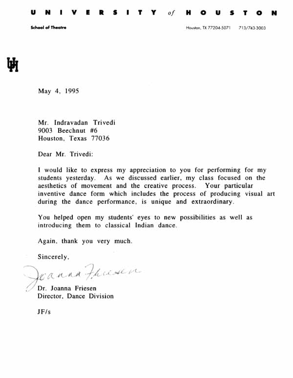 University of Houston letter #2