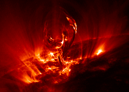 A solar filament above the surface of the sun