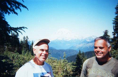 Al and Jim in front of Mount Rainier.