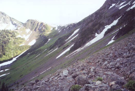 Center top is Rock Pass. It was hard to cross icy snow!.