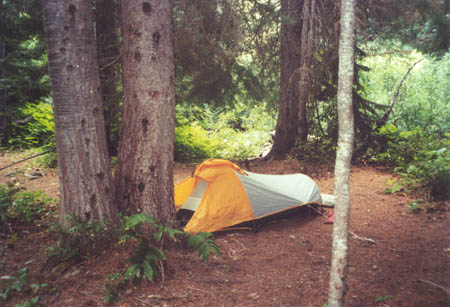 First day south of Rainy Pass at six mile camp. Aug 4, 00