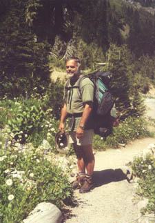 Jim starting north on PCT from Chinook Pass. Aug 7, 01