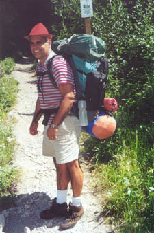 Jim starting south on PCT from Stevens Pass. Aug 2, 98