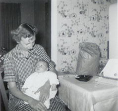 July 29, 1955, with mother Inez