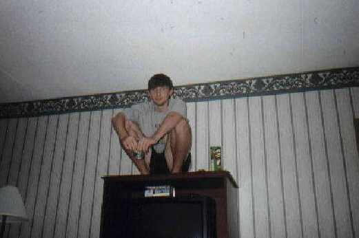 Nick perched in a hotel room! Long story!