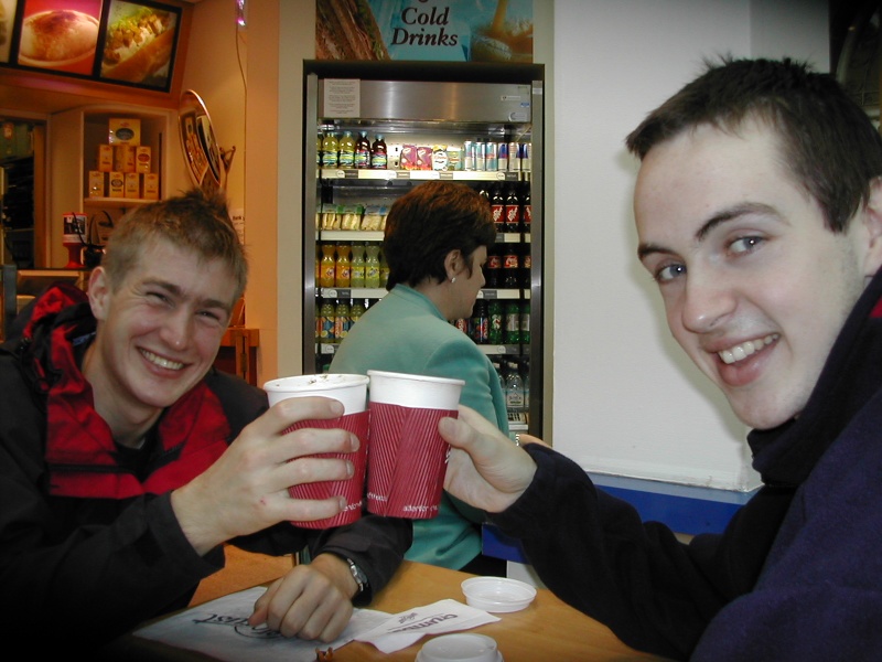 A well earned drink (we didn't have enough energy to go to a pub!)