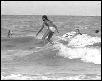 Lucky riding a slow 3foot wave..