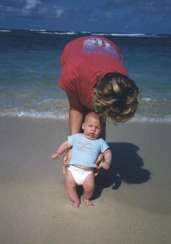 'Let me crawl out to the water Mommy.  I promise I'll come back.'