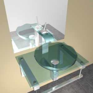 Glass sink and faucet