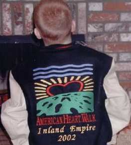 The back of Keven's American Heart Walk jacket