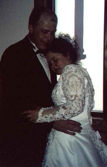 Us at the window after the wedding