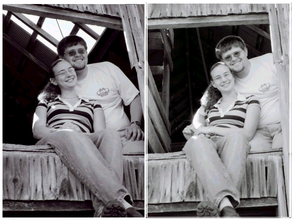 This is Jeff and I in a barn loft that is across from the road.