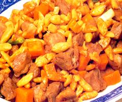 Pork Dices With Olive Nuts